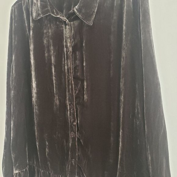 Johnny Was 4 Love And Liberty Lura Velvet Blouse in Brown Size Medium - Picture 4 of 14
